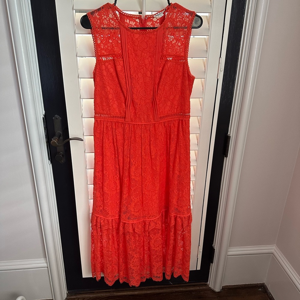 Whistles Orange Lace Midi Dress US size 8
